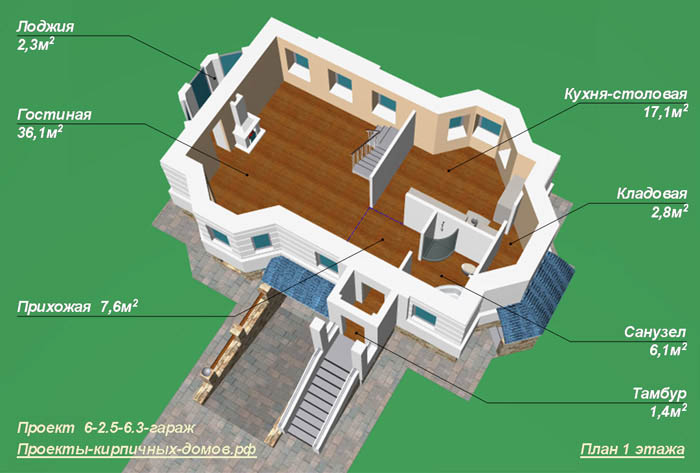 План первого этажа красивого дома